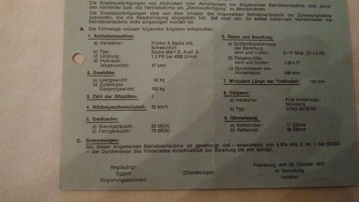 Zweitschrift aus 1985